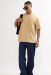 Beige Oversized 220 GSM 100% Cotton T-Shirt