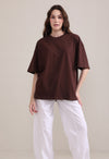 Brown Oversized 220 GSM 100% Cotton T-Shirt