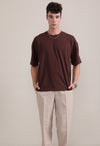 Brown Oversized 220 GSM 100% Cotton T-Shirt
