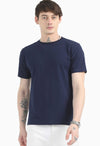 Navy Blue Regular Fit Cotton T-Shirt