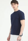 Navy Blue Regular Fit Cotton T-Shirt
