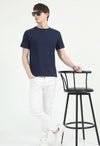 Navy Blue Regular Fit Cotton T-Shirt