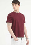 Maroon Regular Fit Cotton T-Shirt