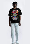 Bomber Man Printed Black Oversized T-Shirt