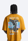 Revolution Printed Mustard Oversized T-Shirt