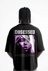 Obsessed Printed Black Oversized T-shirt