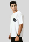 Black Rose Printed White Oversized T-shirt
