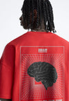 Brain Printed Red Oversized T-shirt