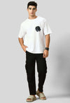 Black Rose Printed White Oversized T-shirt