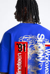 Nineteen 91 Printed Blue Oversized T-Shirt