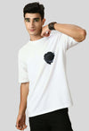 Black Rose Printed White Oversized T-shirt