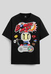 Bomber Man Printed Black Oversized T-Shirt