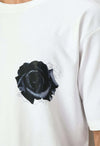 Black Rose Printed White Oversized T-shirt