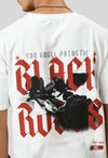 Black Rose Printed White Oversized T-shirt