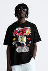Bomber Man Printed Black Oversized T-Shirt