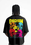 Pacman Printed Black Oversized T-shirt